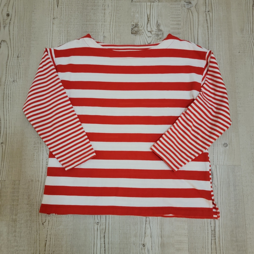 Banana Republic Red and White Striped Long Sleeve Top